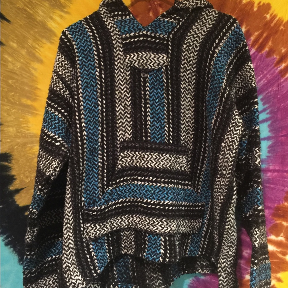 Baja hoodie (black, white, blue)